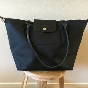 Large Black Le Pliage Neo Tote Bag